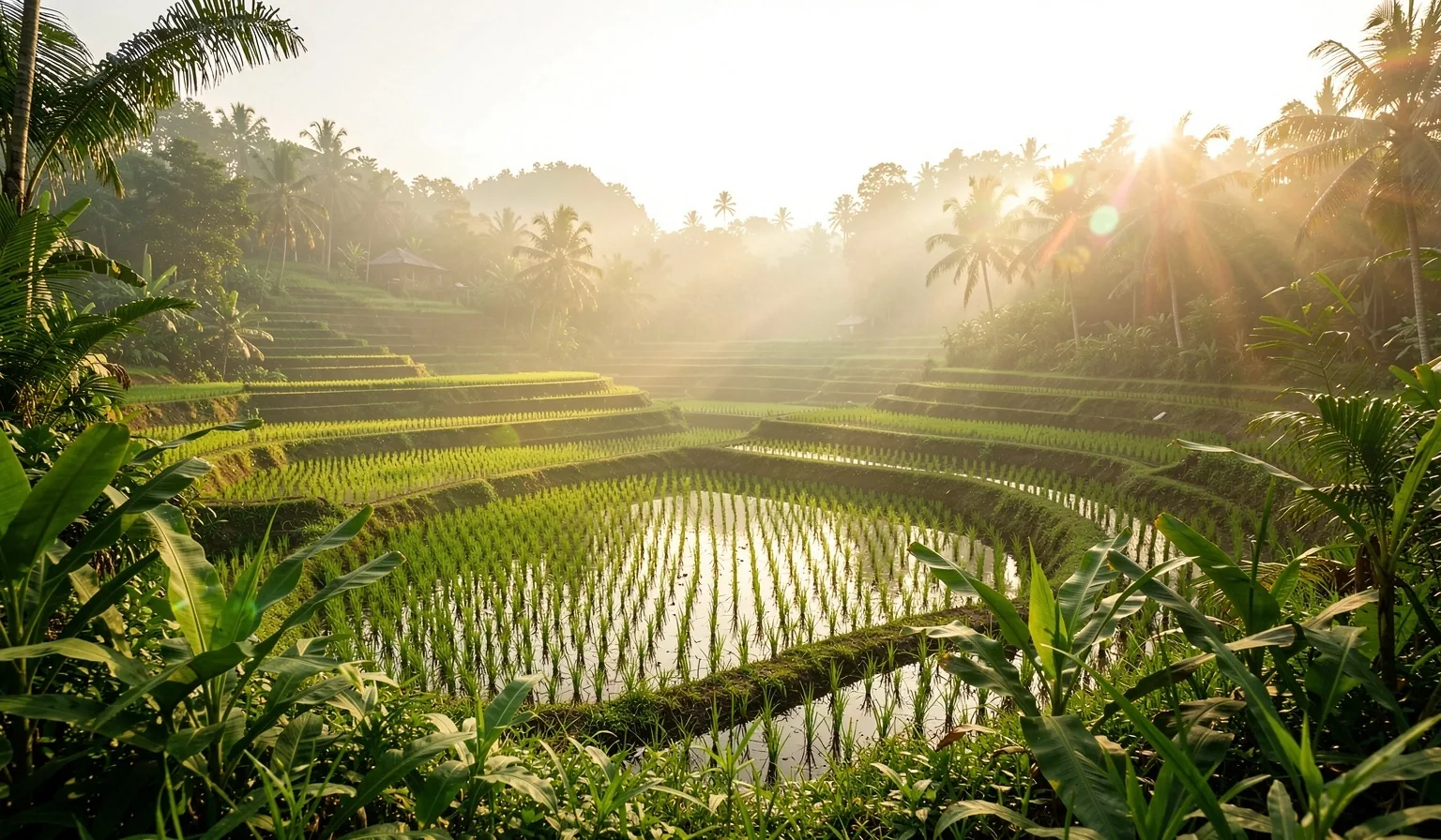 Tropical Indonesian landscape at dawn