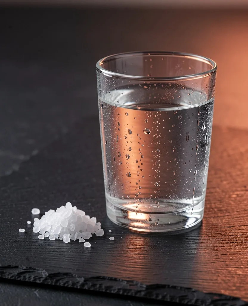 Glass of water with mineral crystals