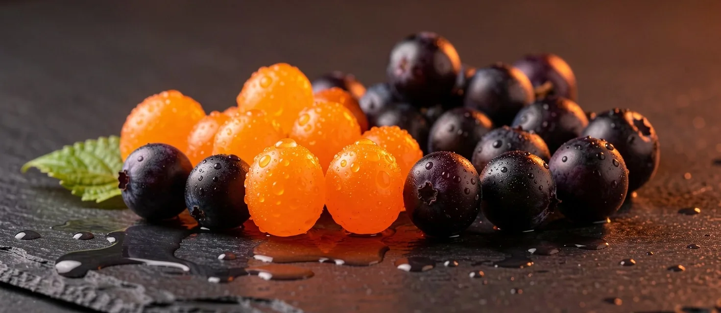 Natural antioxidant berries on dark surface